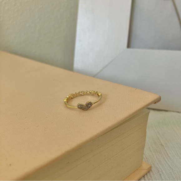 Vintage “Elsie” Gold Promise Ring Heart Reversible Dainty Petite Simple Elegant - Picture 8 of 14